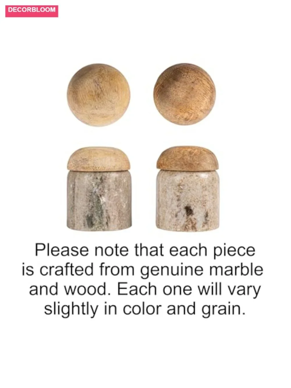 Marble Wood Lid Canister - Kitchen Food Storage Jar